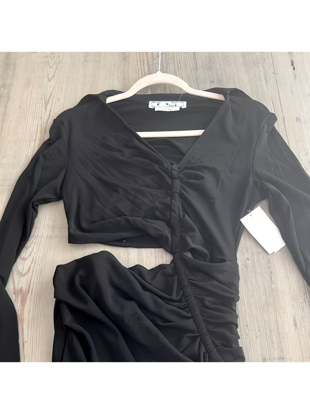 Off-White Asymmetrical Cut Out Draped Midi Dress in Black Size Large - Picture 9 of 16